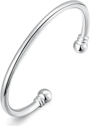 Denchy 925 Silver Trendy Bracelet, Fashion Jewelry Simple Cuff Bangles for Women Mom Wife Valentine Mothers day Gift
