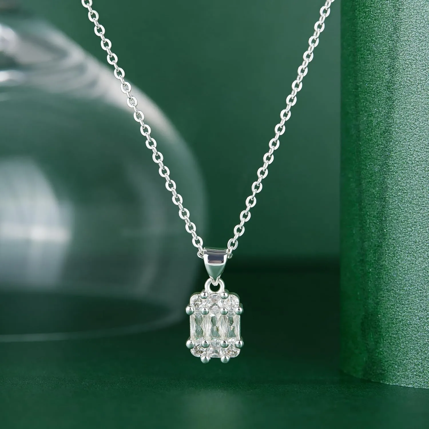 Diamond Necklaces for Women Non Tarnish, Dainty 14K Gold Stack Silver Choker Chain Double Pendant Diamond Necklace, Layered Trendy Simple Prom CZ Jewelry Sets Gifts for Women
