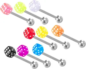 Dice Tongue Studs 9pcs Acrylic Tongue Rings Fashion Jewelry for Women Light Smooth
