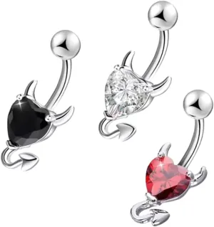 Didiseaon 3Pcs Belly Button Rings with Heart Shaped Zirconia Stylish Navel Jewelry for Women Present for Parties and Daily Wear Includes and Stones
