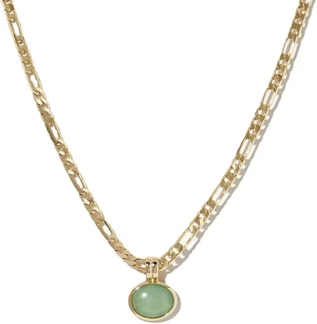 DISTANT DRUMS Simple Natural Green Aventurine Stone Jewelry Set for Women,Hoop Earrings,Bracelet,Necklace,18K Gold-plated Spiritual Gift,Fortunate Stone Jewelry,Choker