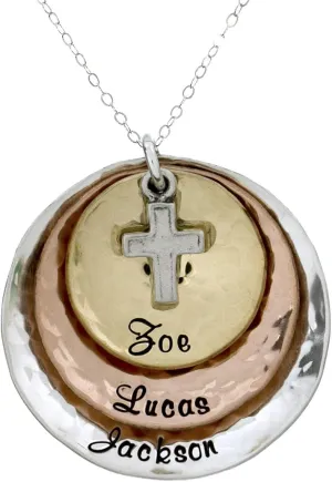 Divine Gift Personalized Necklace with Customizable Sterling Silver, 14k Gold, and Rose Gold Plated Charms. Includes Sterling Silver Cross Charm. Choice of Sterling Silver Chain. Gifts for Her