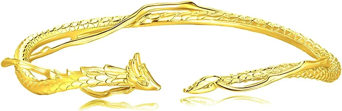Dragon Bracelet - Stylishness Dragon Cuff Bracelets for Women Symbolic Strength & Good Luck Bangles Uniqueness Dragon Jewelry Dragon Gifts for Women, Adjustable Bracelet