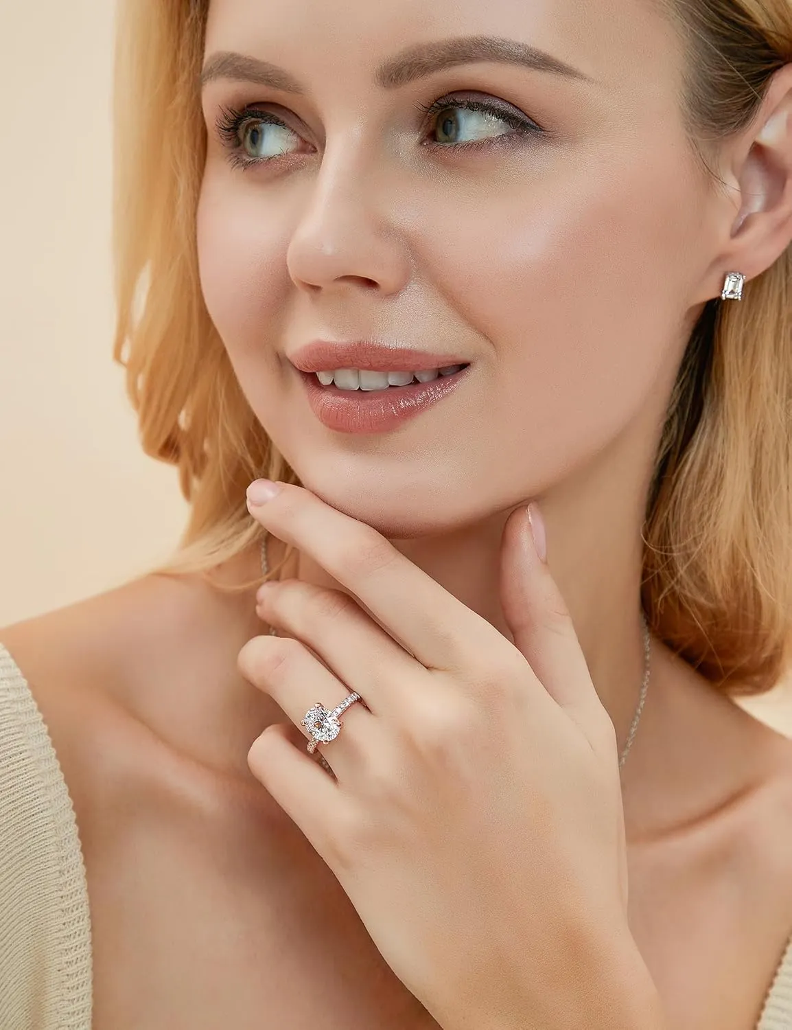 EAMTI 3CT 925 Sterling Silver Engagement Rings Oval Cut Cubic Zirconia CZ Wedding Promise Rings for Her Stunning Wedding Bands for Women Size 3-11