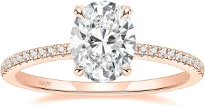EAMTI 3CT 925 Sterling Silver Engagement Rings Oval Cut Cubic Zirconia CZ Wedding Promise Rings for Her Stunning Wedding Bands for Women Size 3-11