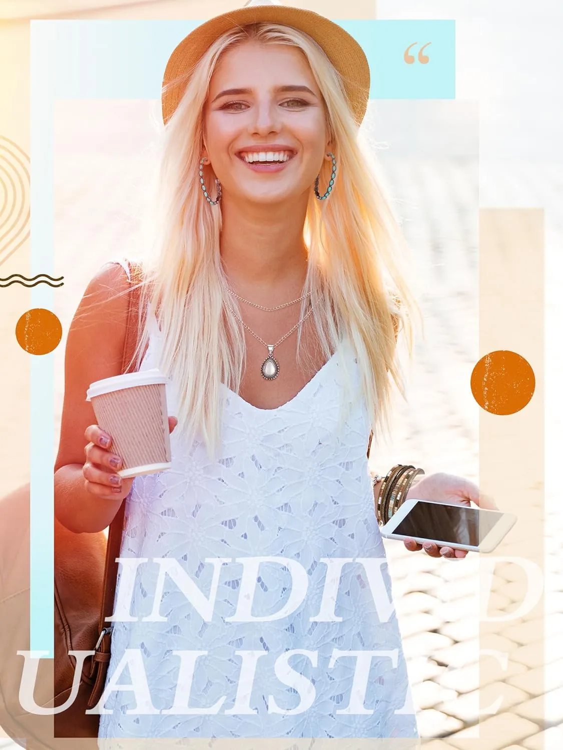 Ecally Bohemian Western Jewelry Turquoise Set Women Bohemian Pendant Long Choker Layered Bracelets Earrings Ring for Women