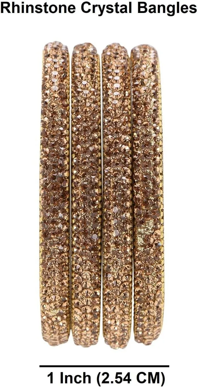 Efulgenz Indian Bangle Set Bollywood Style Rhinestone Crystal Bridal Bracelet Jewelry Set for Women