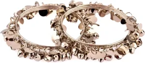 Efulgenz Indian Bangles for Women Boho Vintage Antique Gypsy Tribal Indian Oxidized Bell Charm Bracelet Bangle Set Jewelry