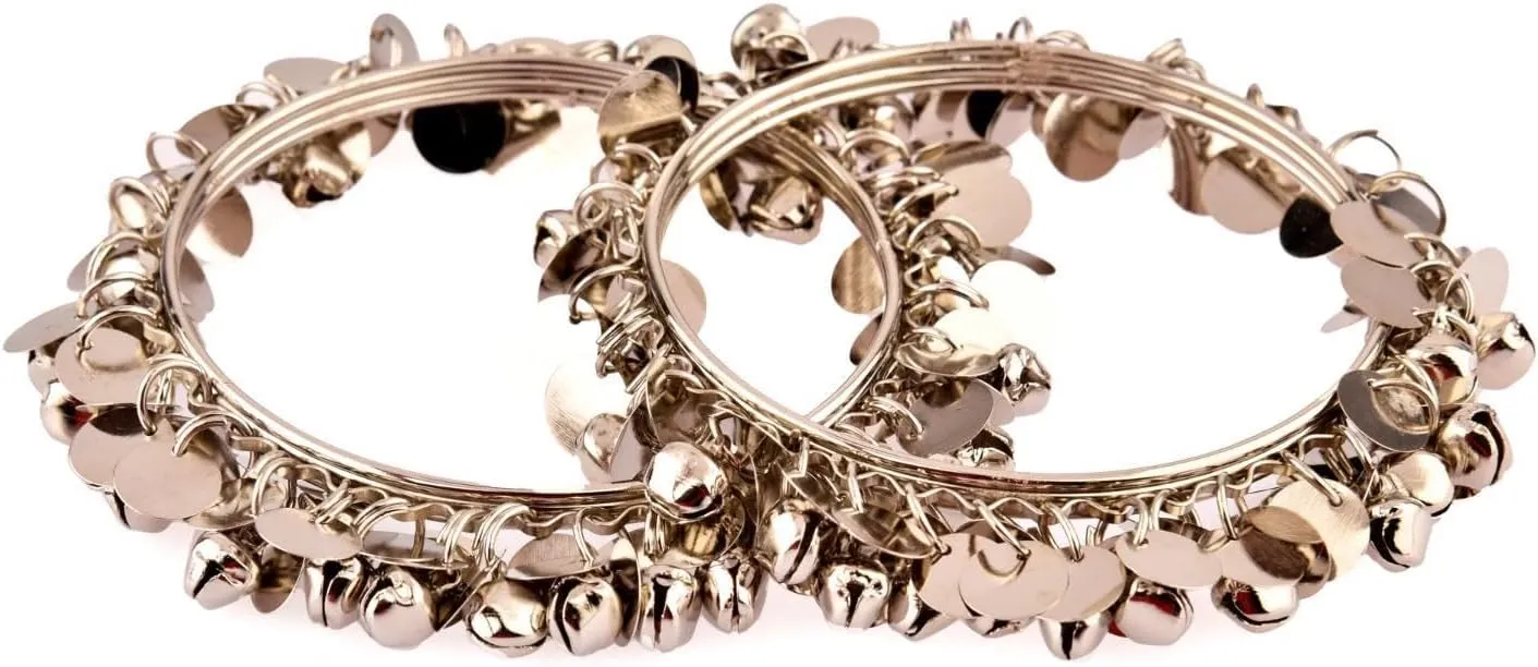 Efulgenz Indian Bangles for Women Boho Vintage Antique Gypsy Tribal Indian Oxidized Bell Charm Bracelet Bangle Set Jewelry