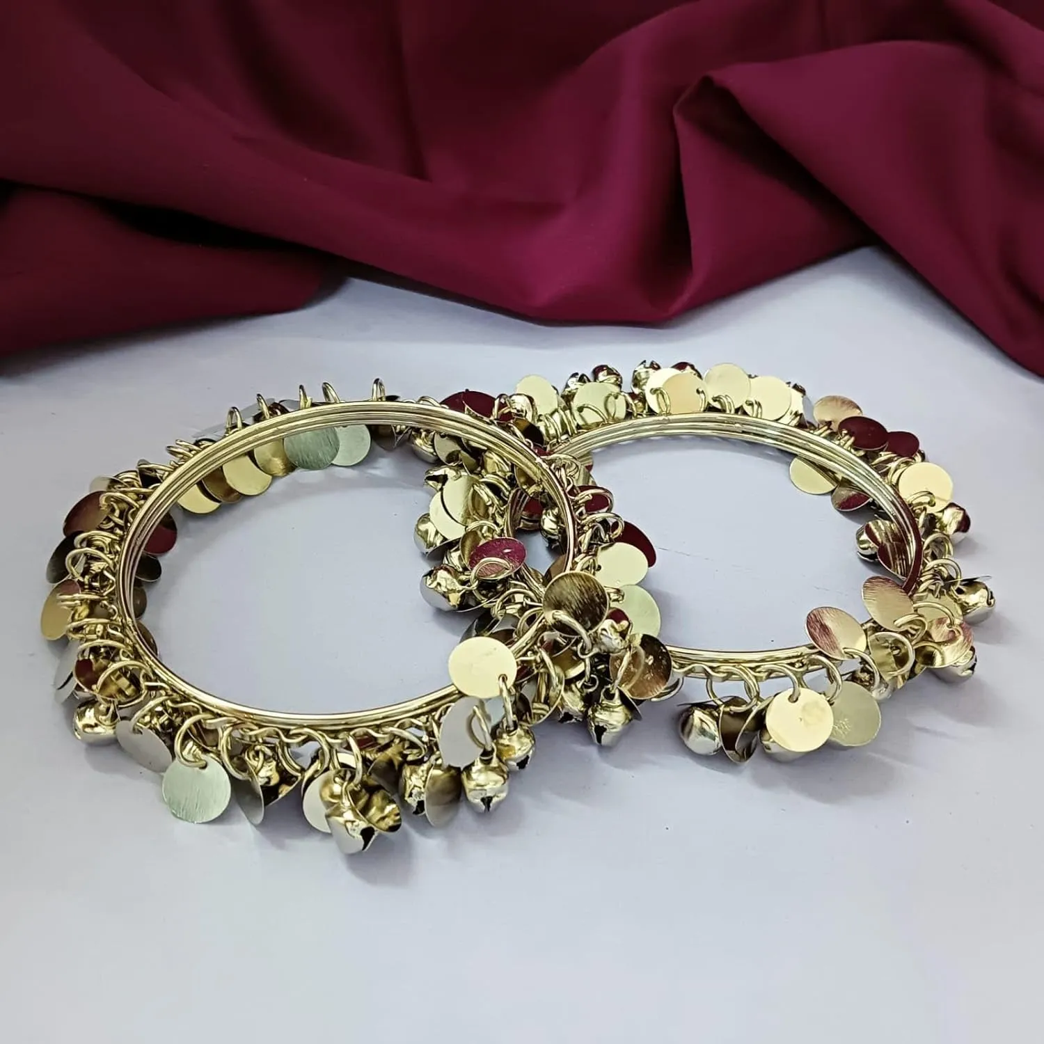 Efulgenz Indian Bangles for Women Boho Vintage Antique Gypsy Tribal Indian Oxidized Bell Charm Bracelet Bangle Set Jewelry