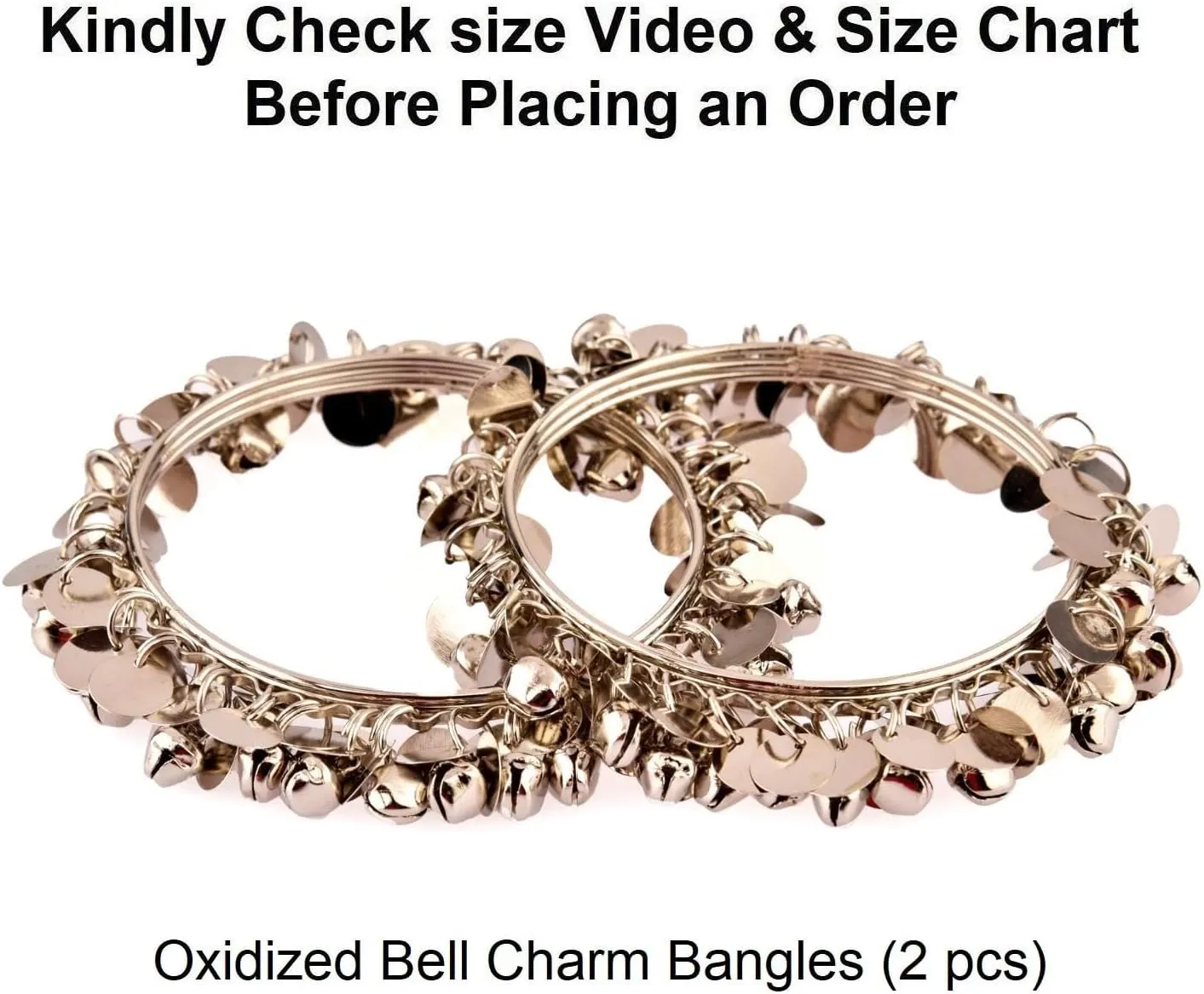 Efulgenz Indian Bangles for Women Boho Vintage Antique Gypsy Tribal Indian Oxidized Bell Charm Bracelet Bangle Set Jewelry