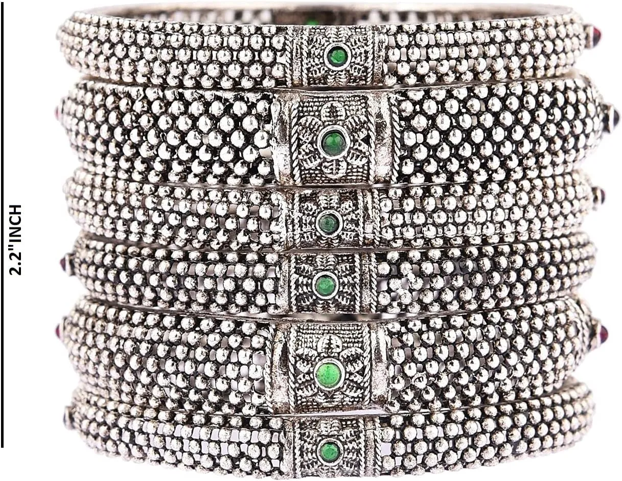Efulgenz Indian Oxidized Jewelry for Navratri Boho Tribal Antique Oxidized Indian Jewelry Bracelet Bangle Set for Women