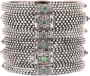 Efulgenz Indian Oxidized Jewelry for Navratri Boho Tribal Antique Oxidized Indian Jewelry Bracelet Bangle Set for Women