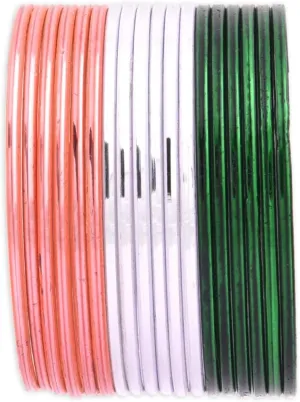 Efulgenz Rakhi Gifts for Sister Metal Bangles for Women Indian Tricolor Orange Color White Green Multi- Bangle Set Dotted Textured Alloy Bangle Bracelet Set Fashion Costume Jewelry Accessories for