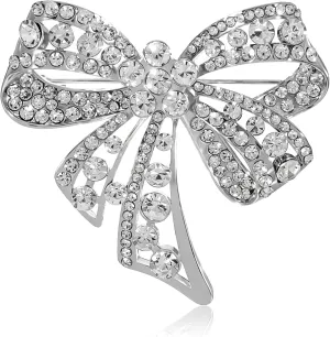 Elegant Crystal Bow Brooch Pin, Vintage Crystal Bowknot Brooch for Dress Suit Shirt Clothes Elegant Crystal Bowknot Corsage for Wedding Party Dance Banquet