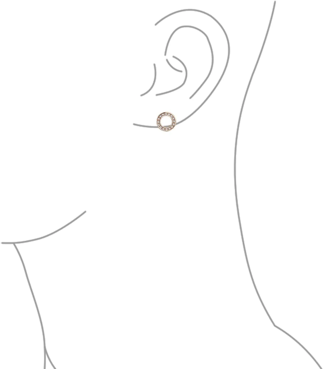 Elegant Geometric CZ Round Open Circle Dangle Drop Stud Earrings in Rose, Yellow Gold or Silver Plated in Brass or .925 Sterling Silver Baguette Cubic Zirconia for Bridals Women Secure Lever Back