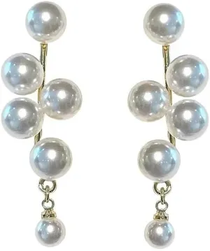 Elegant Long Pearl Drop Dangle Earrings for Women Vintage Pearl Long Chain Statement Earrings Wedding Preppy Jewelry