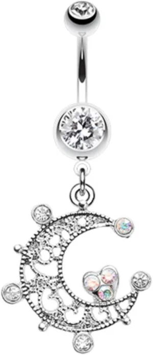 Elegant Sparkle Moon WildKlass Belly Button Ring