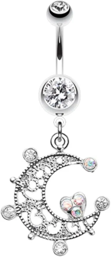 Elegant Sparkle Moon WildKlass Belly Button Ring