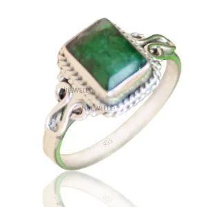 Emerald Gemstone 925 Sterling Silver Bezel Stunning Handmade Ring For Women Attractive Jewelry (8 Emerald)