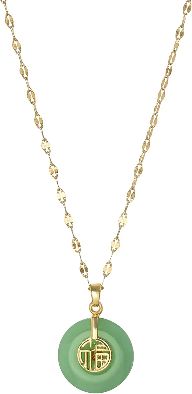 emmandsophie Green Jade Necklace captivates beauty - Green Jade Good Fortune Pendant radiates elegance - Stunning Jade Jewelry for women