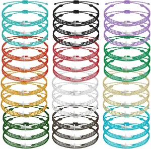 End of Year Student Gifts Cross Bracelets Christian Bracelet Multicolored Handmade Braided String Rope Christian Jewelry Adjustable Rope Bracelets for Family Friend Couple Friendship Gift
