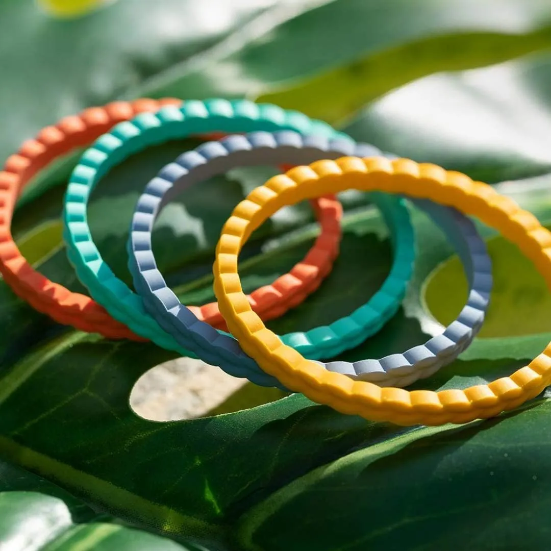 Enso Silicone Bracelet  Weave Stackable Bracelet - Hypoallergenic Rubber Wristband  Comfortable Flexible Band for Active Lifestyle - Medical Grade Silicone