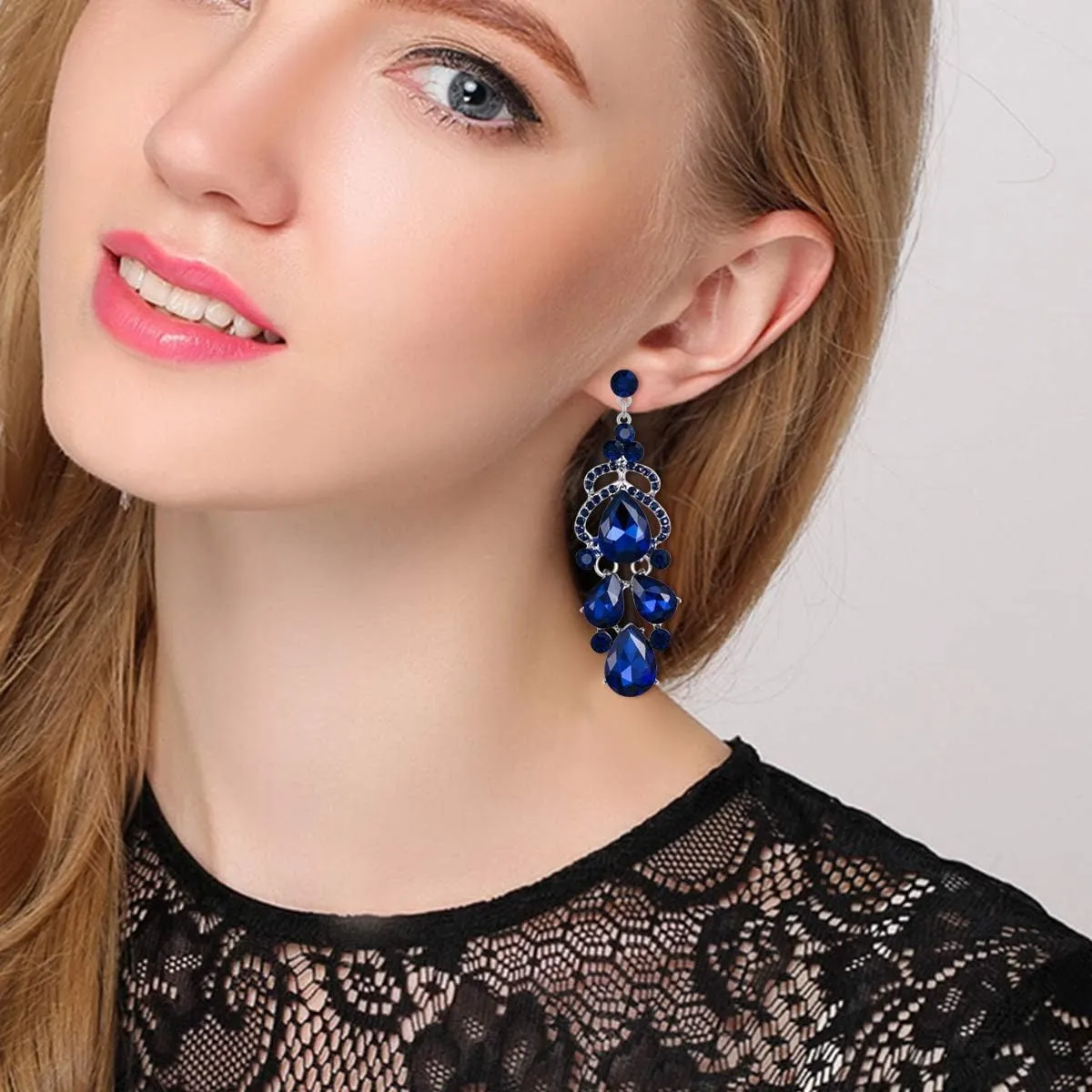 EVER FAITH Austrian Crystal Stunning Bridal Wedding Teardrop Pierced Dangle Earrings for Women