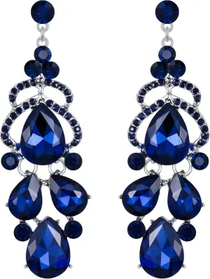 EVER FAITH Austrian Crystal Stunning Bridal Wedding Teardrop Pierced Dangle Earrings for Women