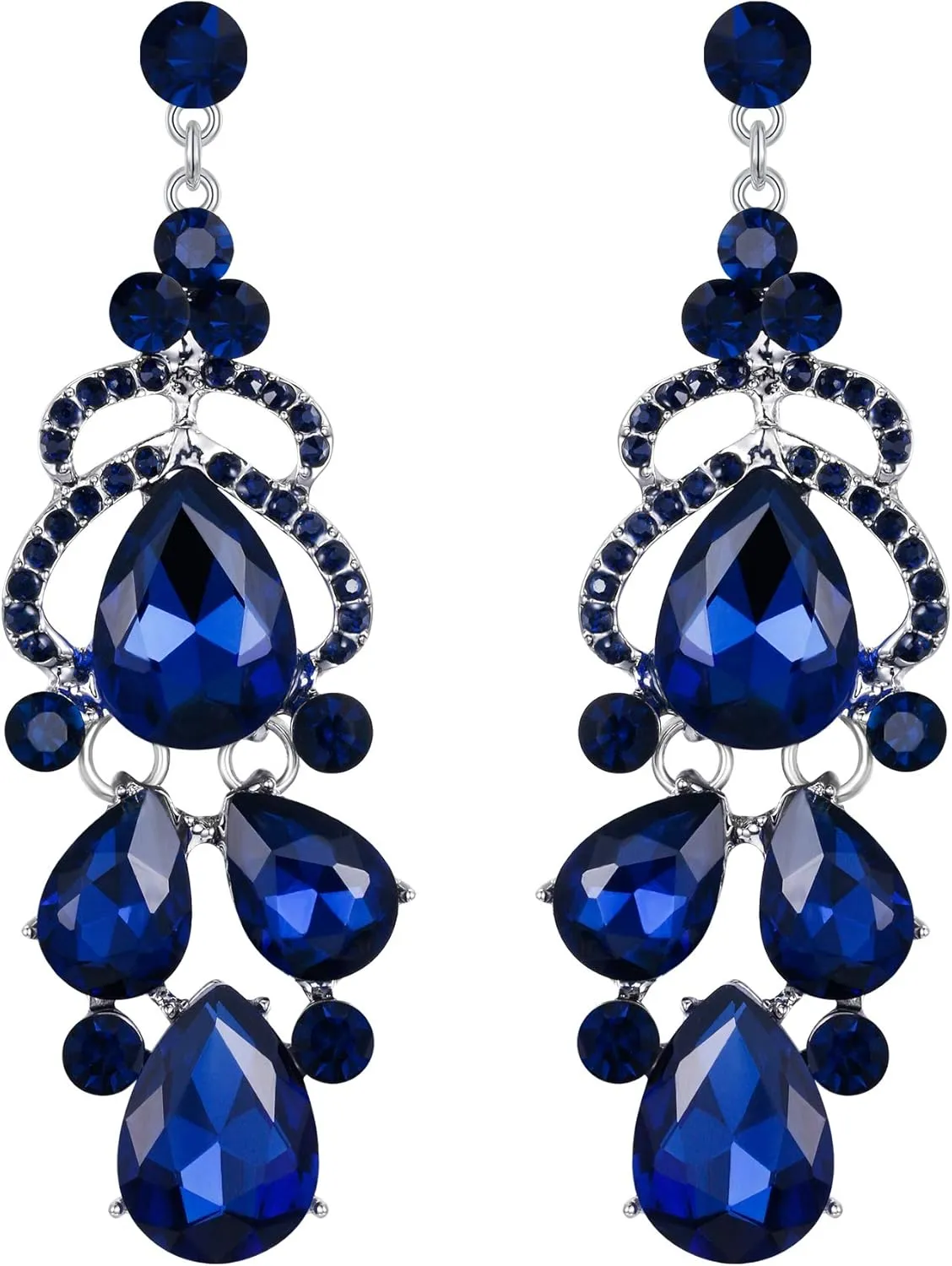 EVER FAITH Austrian Crystal Stunning Bridal Wedding Teardrop Pierced Dangle Earrings for Women