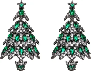 EVER FAITH Holiday Gift Stunning CZ Vintage Christmas Tree Dangle Earrings for Women