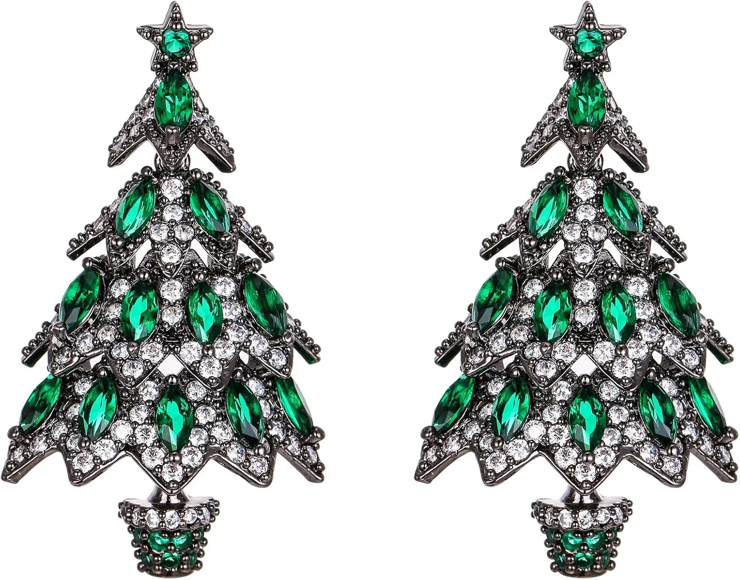 EVER FAITH Holiday Gift Stunning CZ Vintage Christmas Tree Dangle Earrings for Women