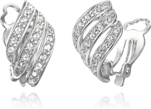 EVER FAITH Round Cubic Zirconia Leaf Ear Cuffs Wrap Stud Earrings, Stunning Art Deco Dainty Clip-on Earring for Women