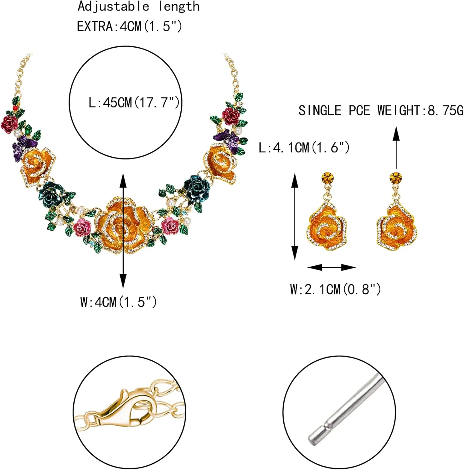 EVER FAITH Statement Crystal Flower Jewelry Sets for Women, Charming Rhinestone Simulate Pearl Necklace Pierced Earrings Set for Prom Party