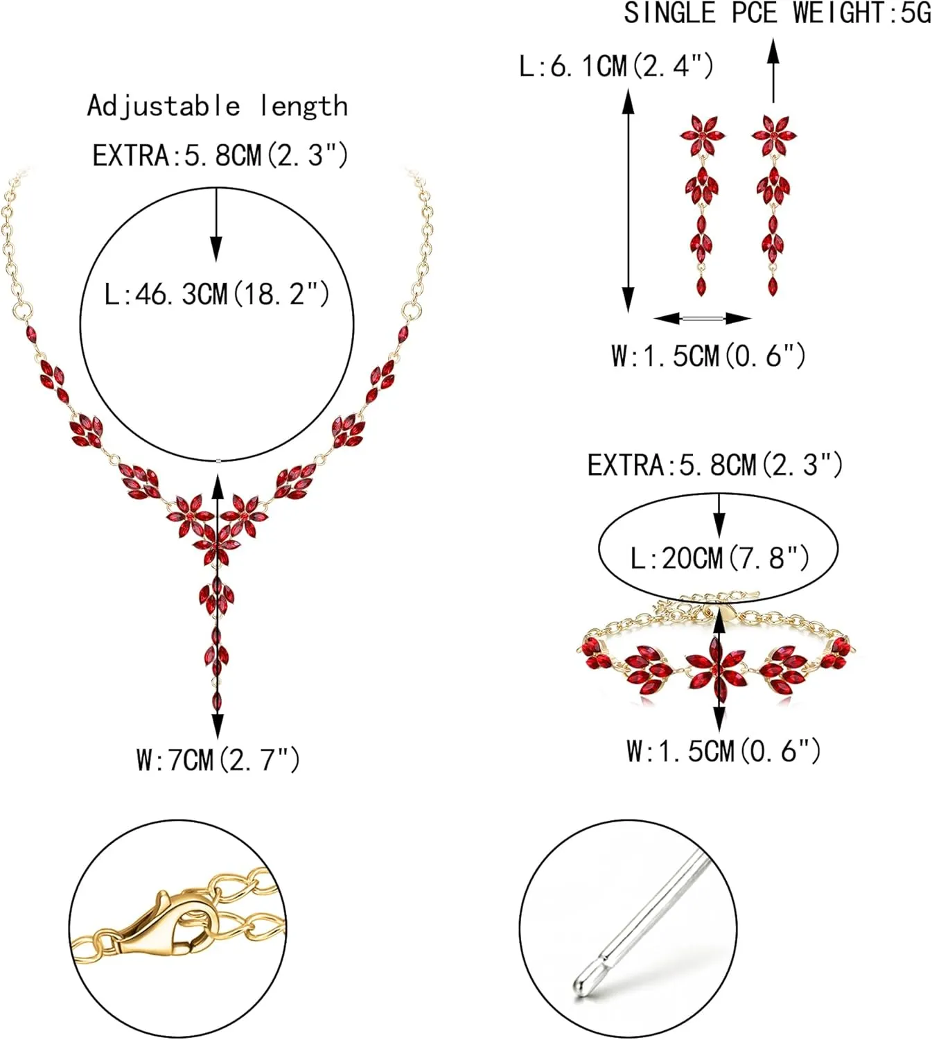 EVER FAITH Wedding Jewelry for Bride Bridesmaid, Stunning Rhinestone Crystal Flower Costume Prom Y-Shaped Necklace Dangle Earrings Bracelet Sets for Women
