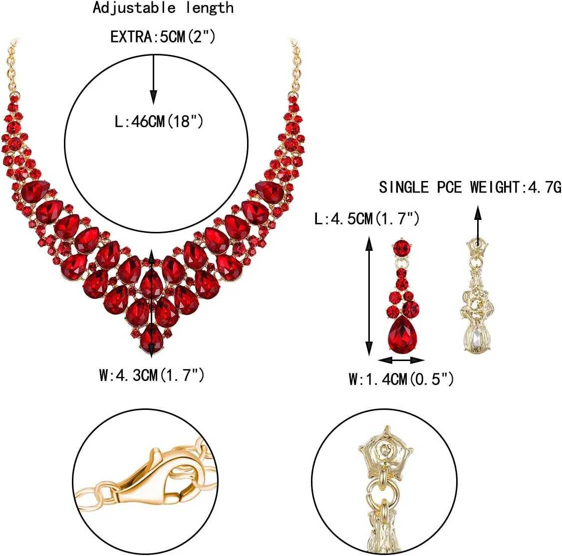 EVER FAITH Women's Wedding Jewelry Set Stunning Rhinestone Crystal Teardrop Bridal Necklace Earrings Sets