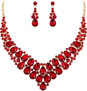 EVER FAITH Women's Wedding Jewelry Set Stunning Rhinestone Crystal Teardrop Bridal Necklace Earrings Sets
