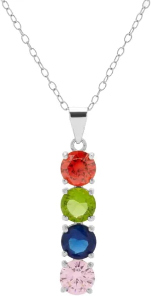 EVE'S ADDICTION 4 Stone Silver Birthstone Necklace - Birthstone Jewelry - Gifts for Mom