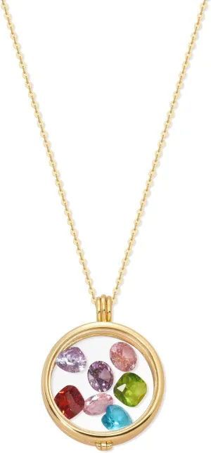 EVE'S ADDICTION Custom Glass Birthstone Floating Locket, 16" or 30" - Gifts for Mom