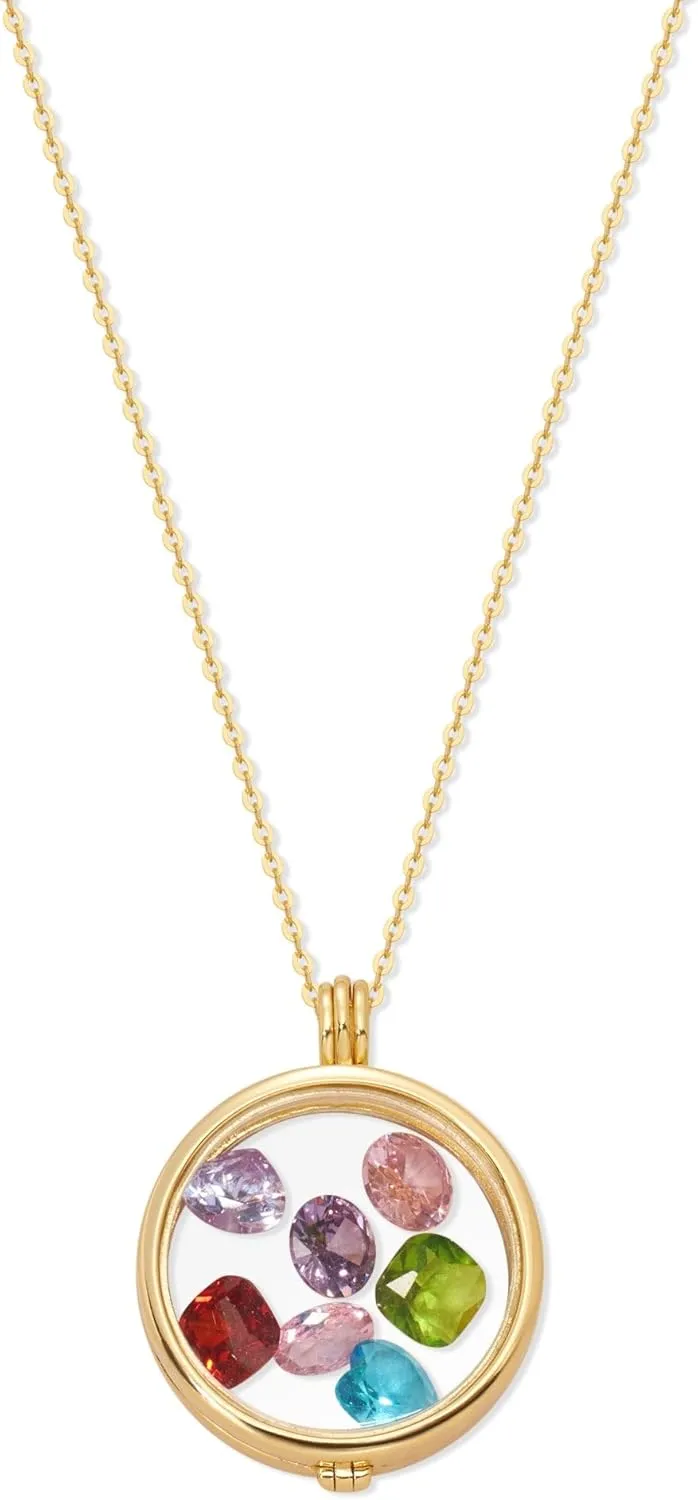 EVE'S ADDICTION Custom Glass Birthstone Floating Locket, 16" or 30" - Gifts for Mom