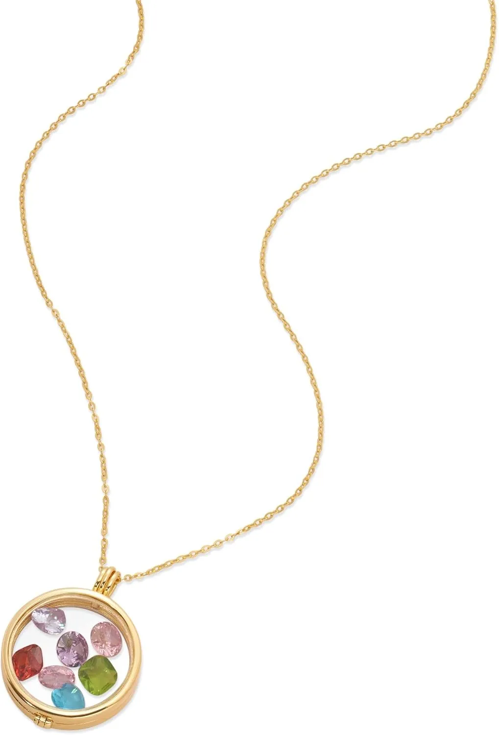 EVE'S ADDICTION Custom Glass Birthstone Floating Locket, 16" or 30" - Gifts for Mom