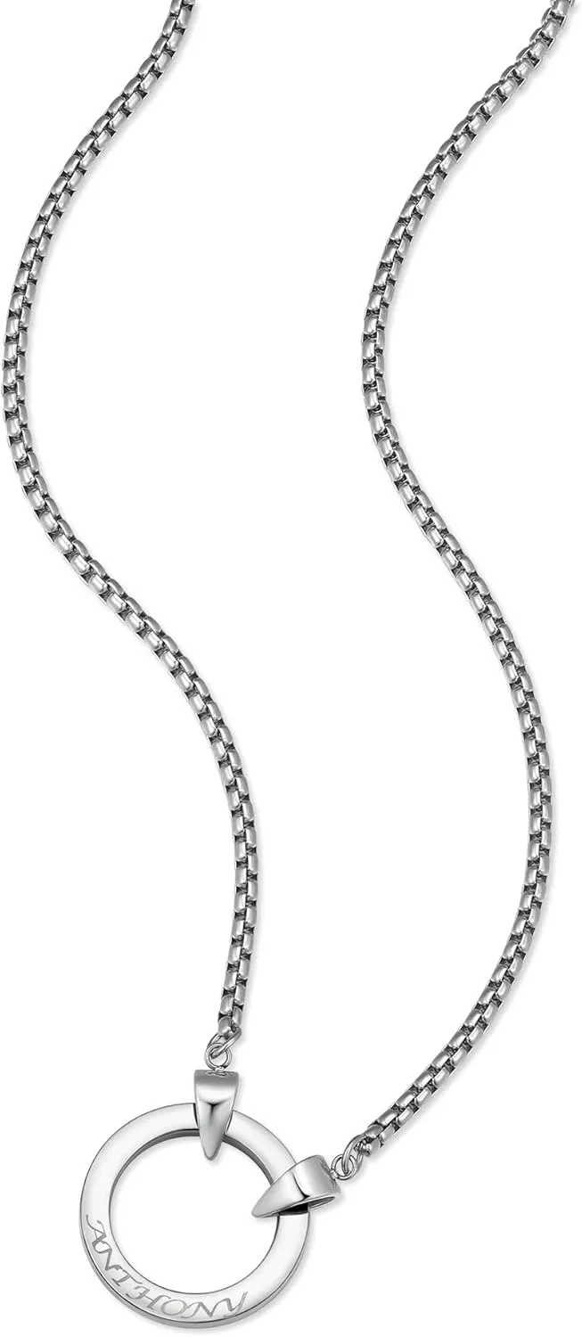 EVE'S ADDICTION Engravable Men's Stainless Steel Circle Name Necklace, Customize 1 to 6 Names - Silver Tone Custom Necklace for Him - Men's Jewelry - Gifts for Dad