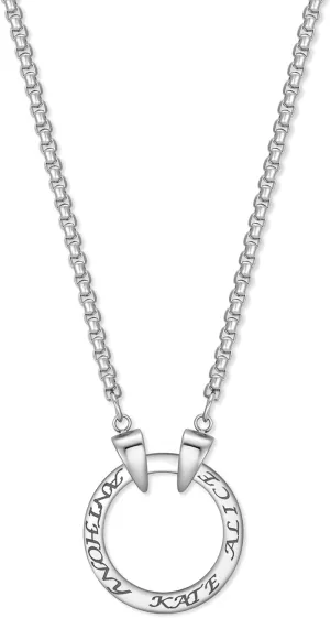 EVE'S ADDICTION Engravable Men's Stainless Steel Circle Name Necklace, Customize 1 to 6 Names - Silver Tone Custom Necklace for Him - Men's Jewelry - Gifts for Dad