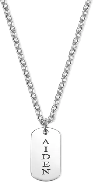 EVE'S ADDICTION Men's Engraved Name Necklace in Stainless Steel - Custom Name Necklace - Men's Jewelry - Gifts for Dad