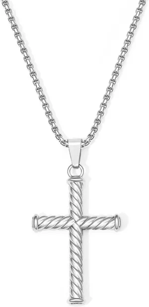 EVE'S ADDICTION Men's Twisted Cross Necklace - Gifts for Dad