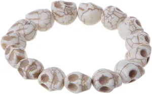 Exquisite Howlite Stone Turquoises Tibetan Prayer Skull Beads Handmade Skull Shape Bracelets Black/White for Couples