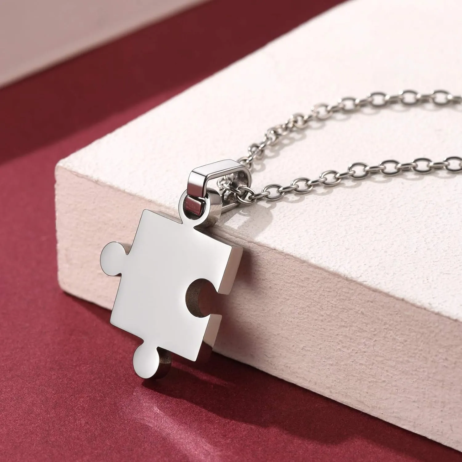 FaithHeart Puzzle Matching Necklace Personalized Custom BFF Pendant Necklaces Set for Women Men Family/Team/Classmates Names Jewelry