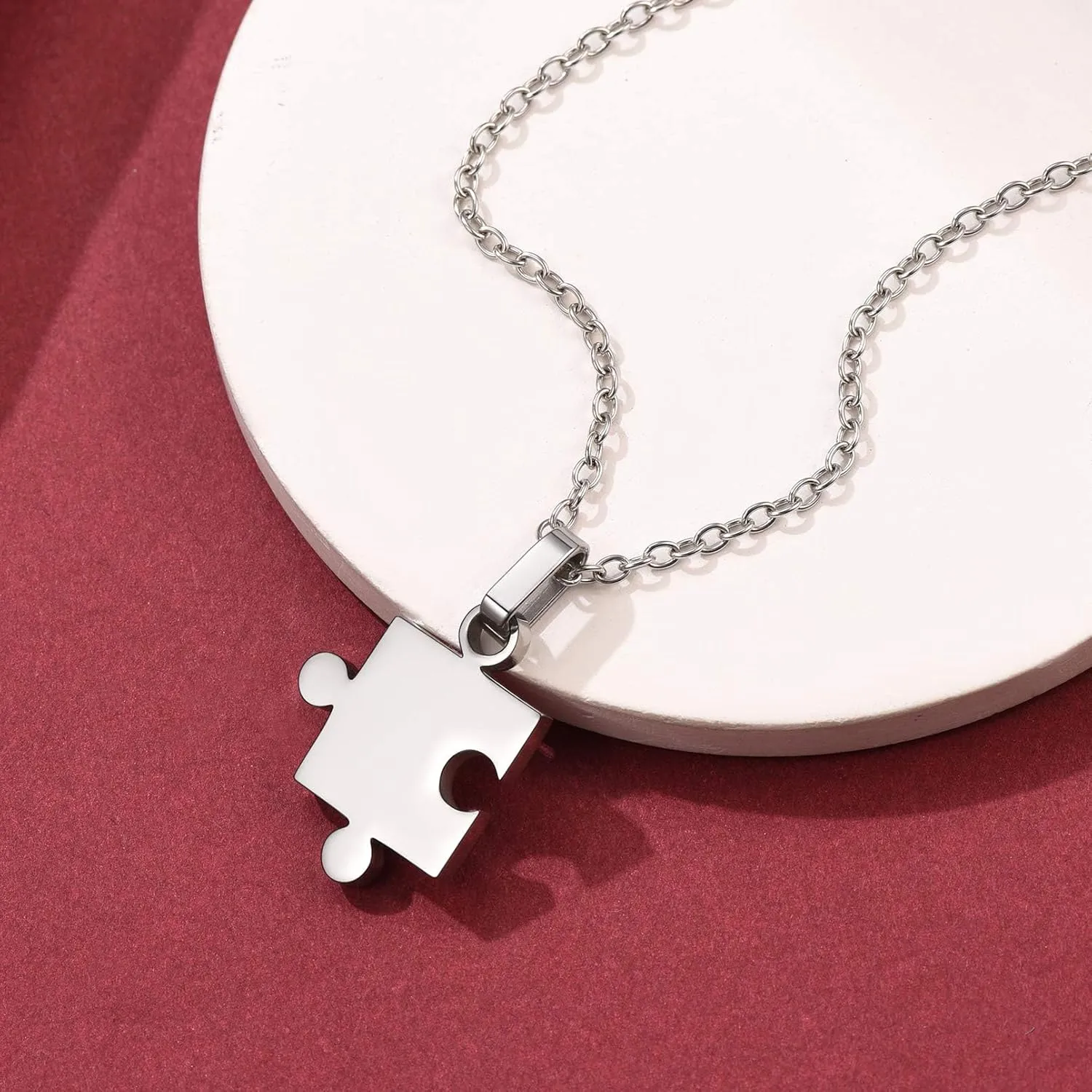 FaithHeart Puzzle Matching Necklace Personalized Custom BFF Pendant Necklaces Set for Women Men Family/Team/Classmates Names Jewelry