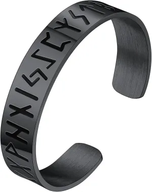 FaithHeart Viking Cuff Bracelet for Men Women, Stainless Steel Rune/Thor's Hammer/Wolf/Celtic Knot Bangles Personalized Customizable