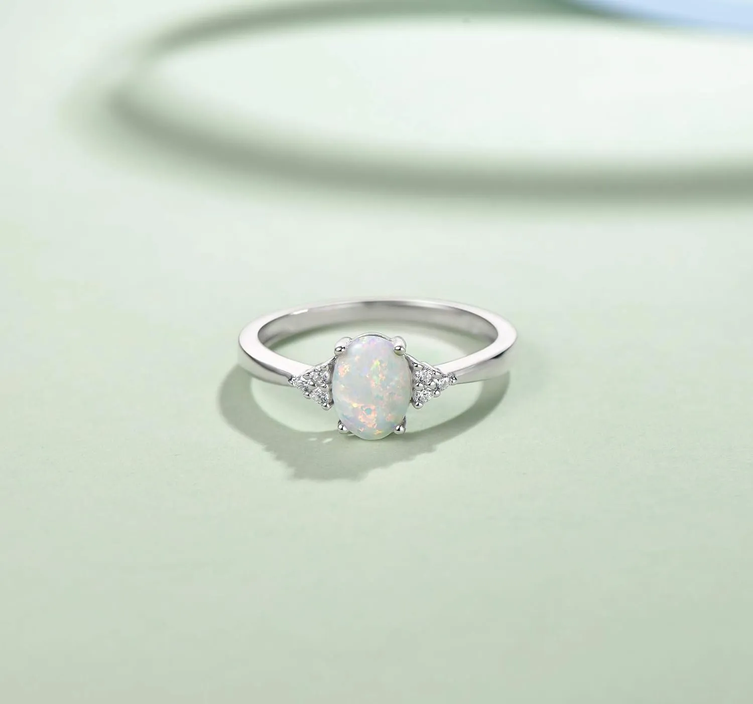FANCIME Birthstone Rings for Women Sterling Silver Created Opal Rings Garnet Ruby Rings Engagement Ring Fine Jewelry for Women Size 4,5,6,7,8,9,10